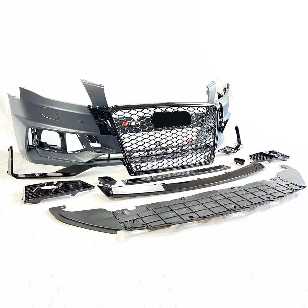 2008-2012 Audi RS4 Front Bumper For A4/S4 B8 Body Kits With Fog Light Grille Honeycomb Grille | RS4 Front Bumper