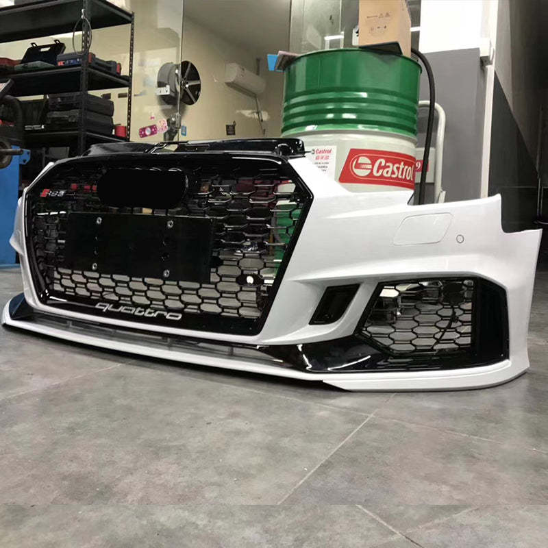 2017-2019 Audi RS3 Front Bumper For A3/S3 8V.5 Body Kits With ACC Honeycomb Grille Front Lip For | RS3 Bumper