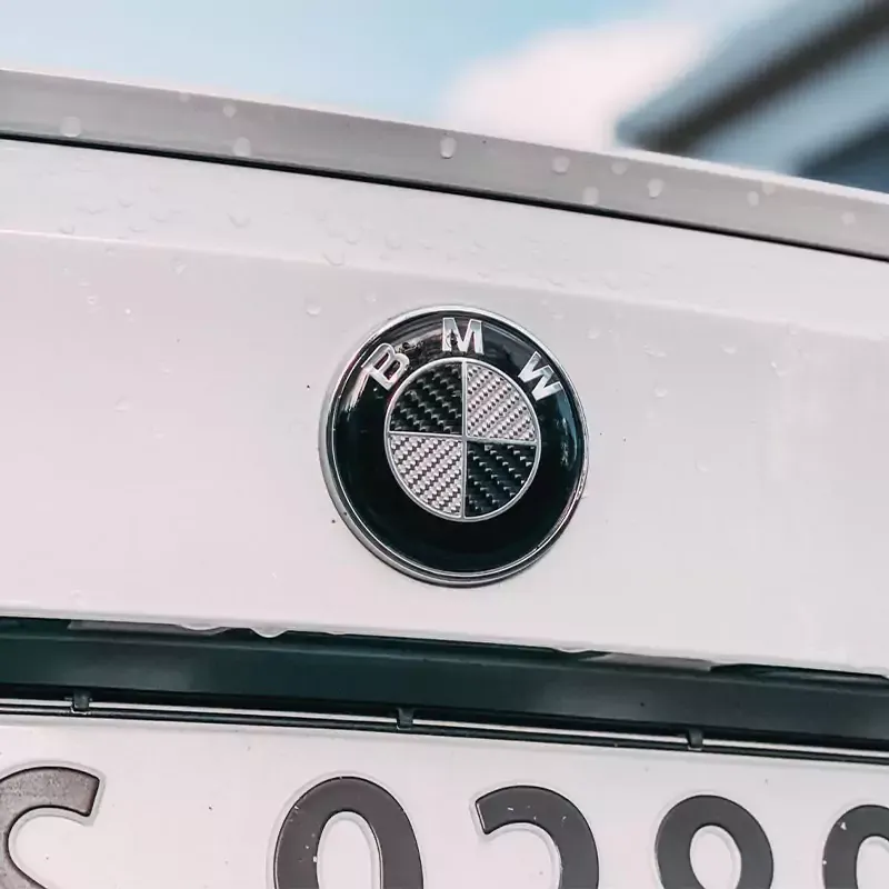 Asign BMW Car Emblem Front and Rear Modified 3D Black and White Carbon Fiber Hood Badge