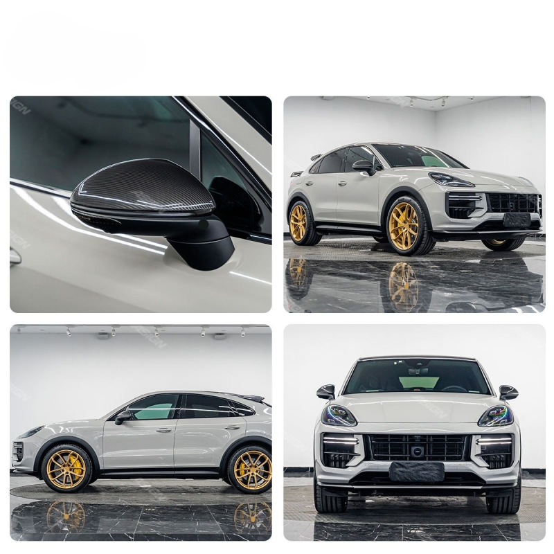 Asign - PINDUN New Dry Carbon Fiber Side Mirror with Blind Spot Function for 2018-2025 Cayenne Left Rearview Mirror