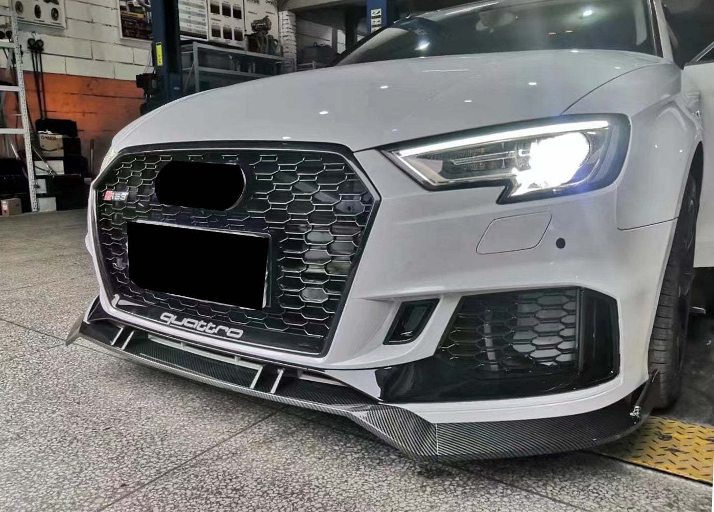 2017-2019 Audi RS3 Front Bumper For A3/S3 8V.5 Body Kits With ACC Honeycomb Grille Front Lip For | RS3 Bumper