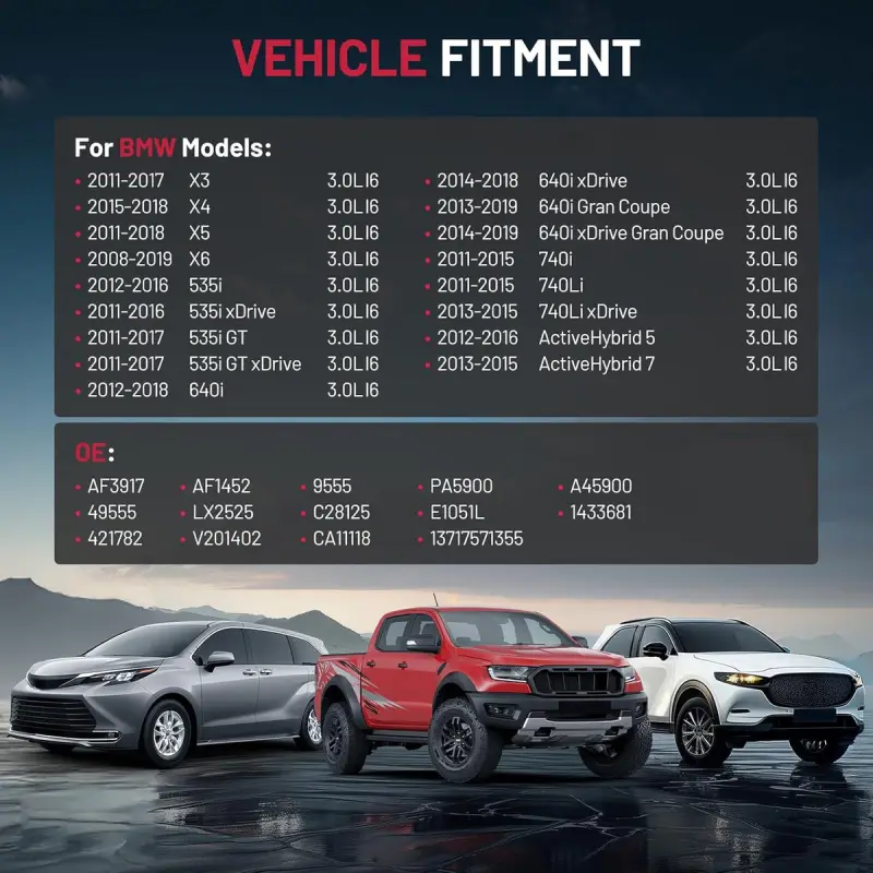 Asign CA11118 Engine Air Filter For BMW 535i 640i 740i X3 X4 X5 X6 3.0L (2008-2019)