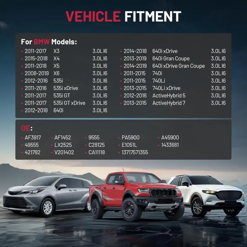 Asign CA11118 Engine Air Filter For BMW 535i 640i 740i X3 X4 X5 X6 3.0L (2008-2019)