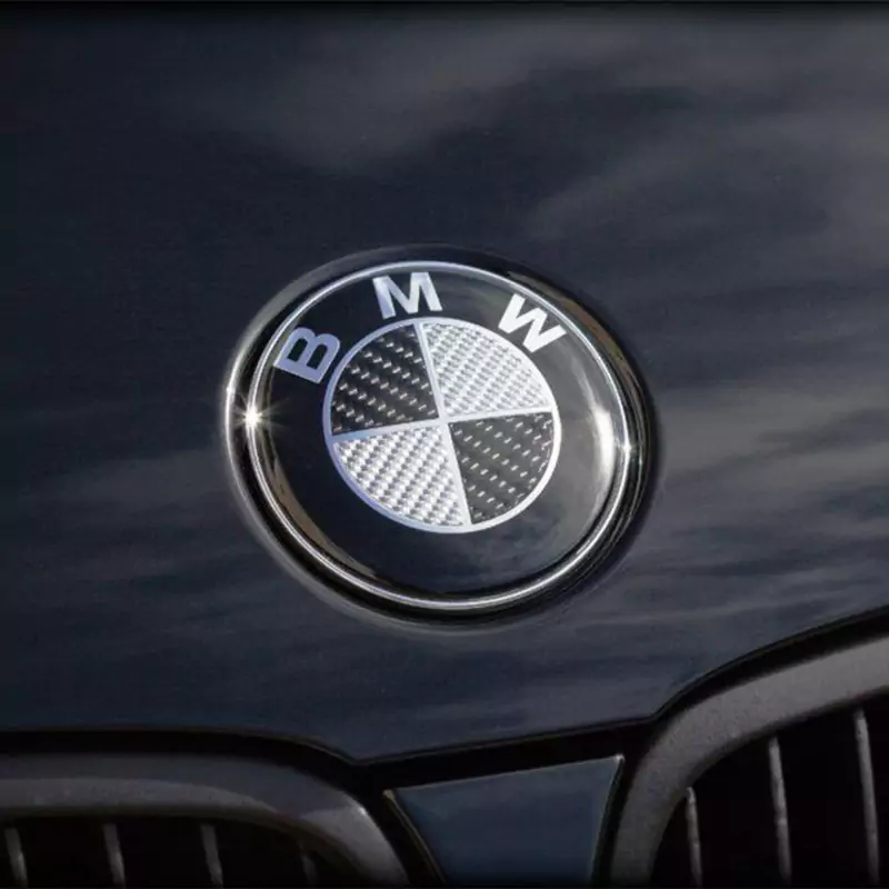 Asign BMW Car Emblem Front and Rear Modified 3D Black and White Carbon Fiber Hood Badge