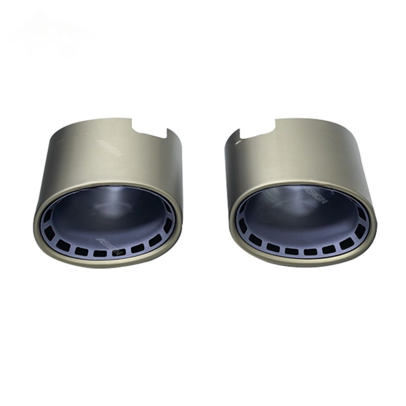 Asign 2018-2025 Cayenne Coupe Turbo GT Stainless Steel Exhaust Tip in Silver Blue Color