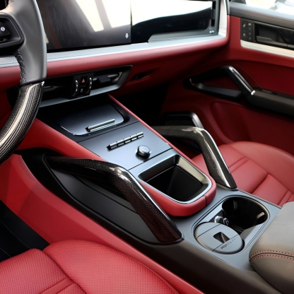 Asign Carbon Fiber Center Console Armrest Trim Set (6-Piece) for Porsche Cayenne (2018–2024, 9A0)