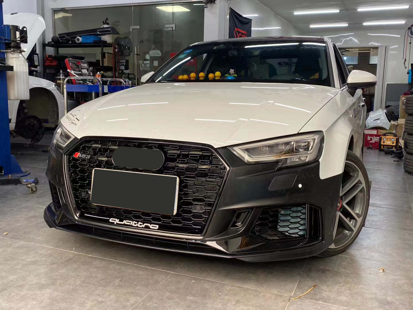 2017-2019 Audi RS3 Front Bumper For A3/S3 8V.5 Body Kits With ACC Honeycomb Grille Front Lip For | RS3 Bumper