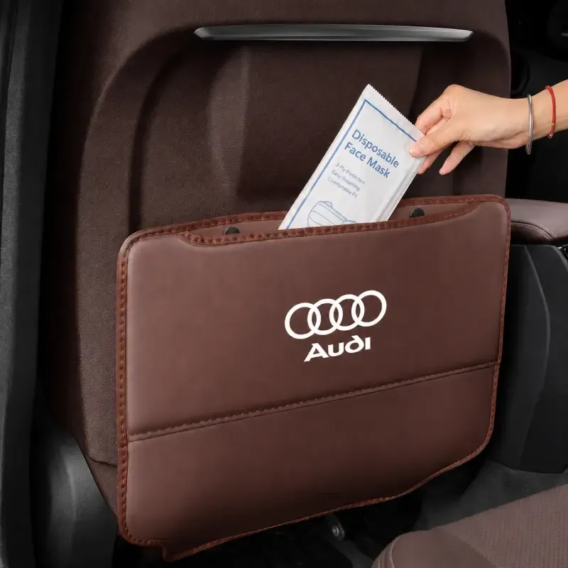 Asign Seat Back Storage Organizer Half-Cover for Audi Vehicles – Leather-Like Rear Seat Pocket