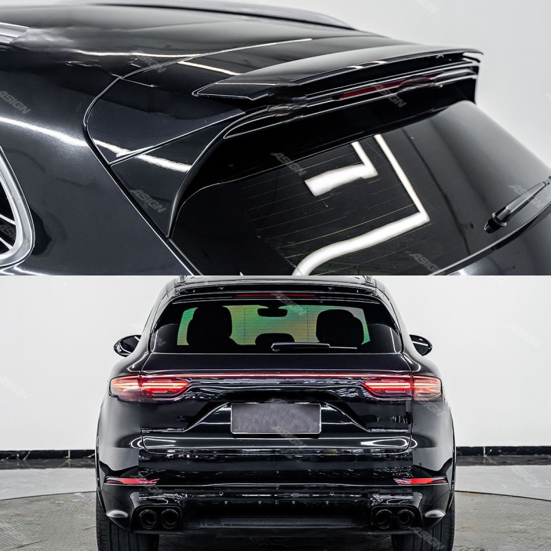 Asign - For Cayenne 2018-2023 Electronic Spoiler Trunk Wing Top Spoiler 9Y0.1 E3.1 Upgrade Original Style Turbo Spoiler 2019 2020