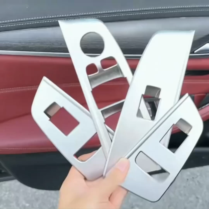 Asign Carbon Fiber Film & Stainless Steel Window Switch Frame Covers for BMW 1-7 Series, X1-X5 – 4PCS Interior Upgrade