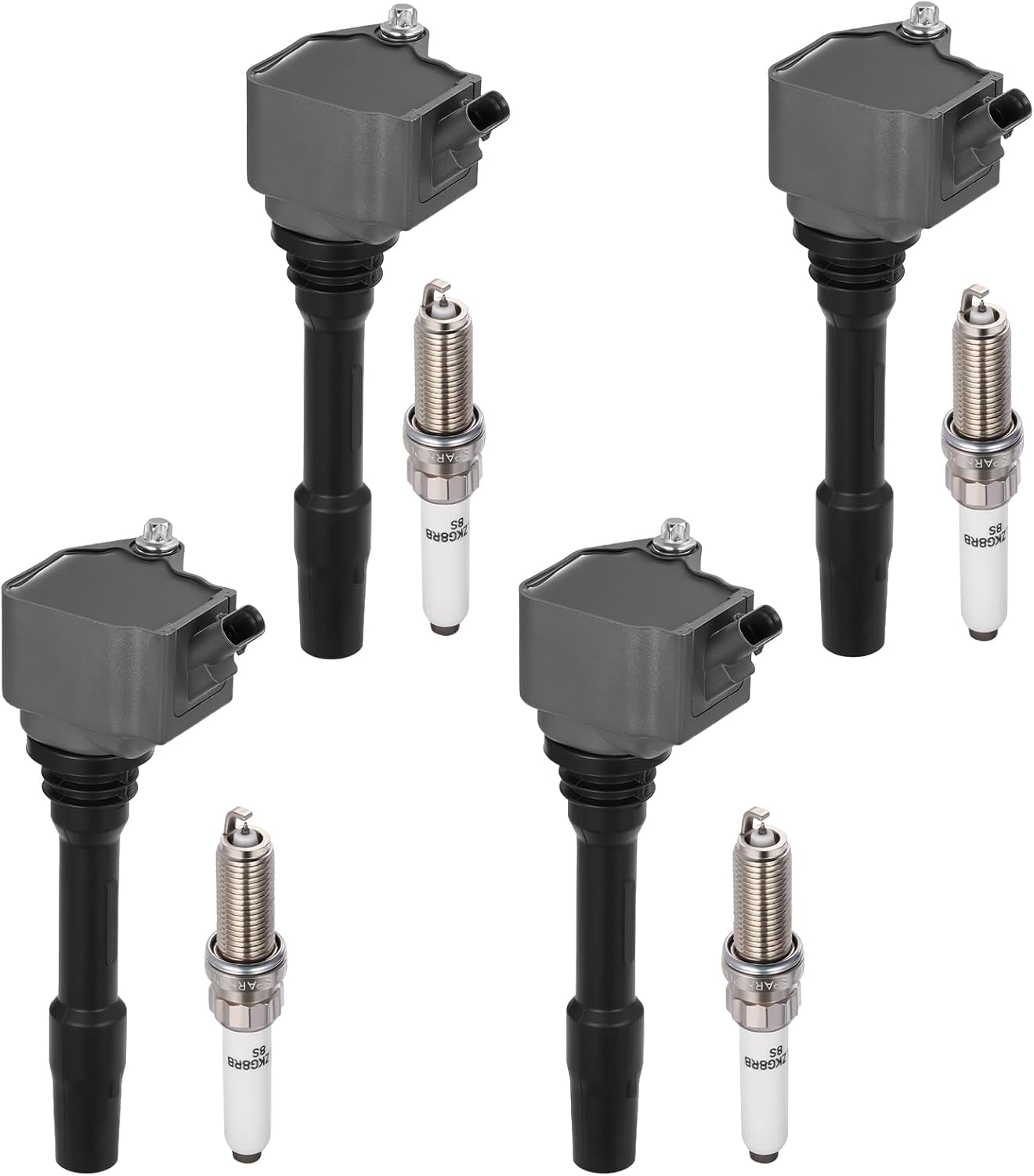 Asign 4PCS Ignition Coil Pack UF750 and 4PCS Platinum Iridium Spark Plug 94201 Compatible with BMW 230i, 330e, 330i, 430i, 530e, 530i, X1, X2, X3, X4 (2016-2022), Replaces# 12138647463, 12120041666