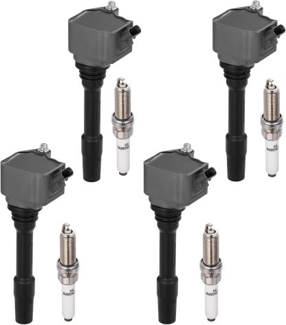 Asign 4PCS Ignition Coil Pack UF750 and 4PCS Platinum Iridium Spark Plug 94201 Compatible with BMW 230i, 330e, 330i, 430i, 530e, 530i, X1, X2, X3, X4 (2016-2022), Replaces# 12138647463, 12120041666