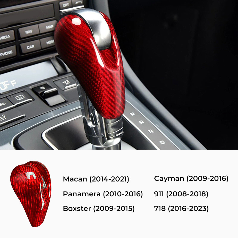 Asign Carbon Fiber Gear Shift Knob Cover for Porsche Macan/Cayenne/Panamera/911/718/Boxster/Cayman