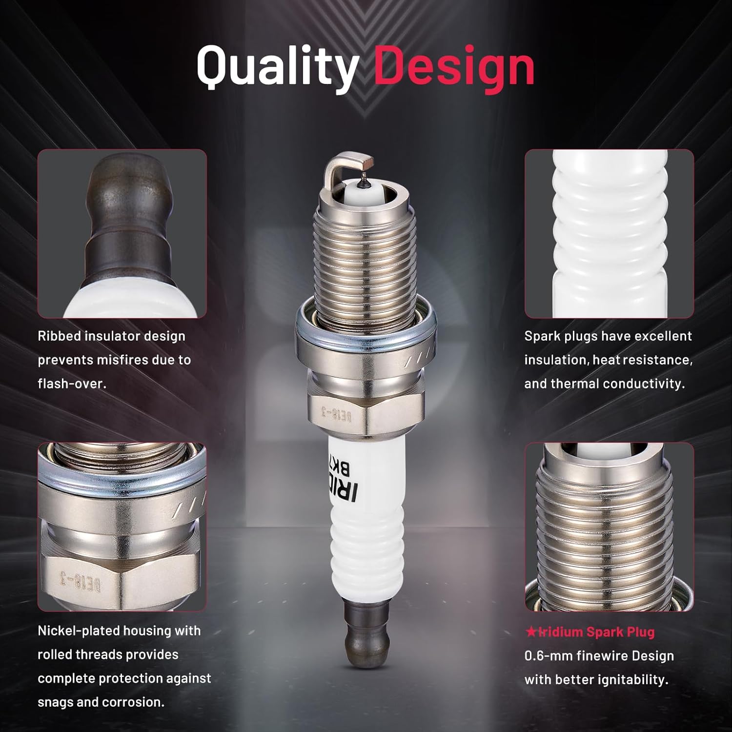 Asign 6PCS Iridium Spark Plugs 2667 Compatible with Audi A3, A4, A5, A6, Q3, Q5, TT, R8 & RS Series (2003-2018)