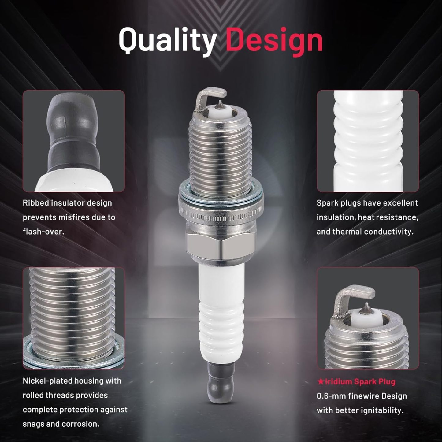 Asign 4PCS Iridium Spark Plugs 2668 Compatible with Audi 3.0L V6 Models: A6, A7, A8, Q5, Q7, S4, S5 & SQ5 (2009-2019)