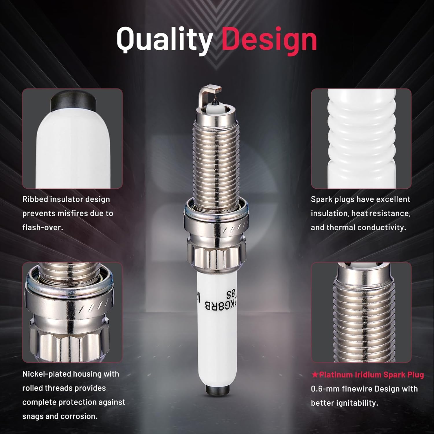 Asign 4PCS Platinum Iridium Spark Plugs 94201 Compatible with BMW 230i, 330i, 430i, 530i, X1, X2, X3, X4 (2016-2020), Replaces# 12120041666, SILZKGR8B8S