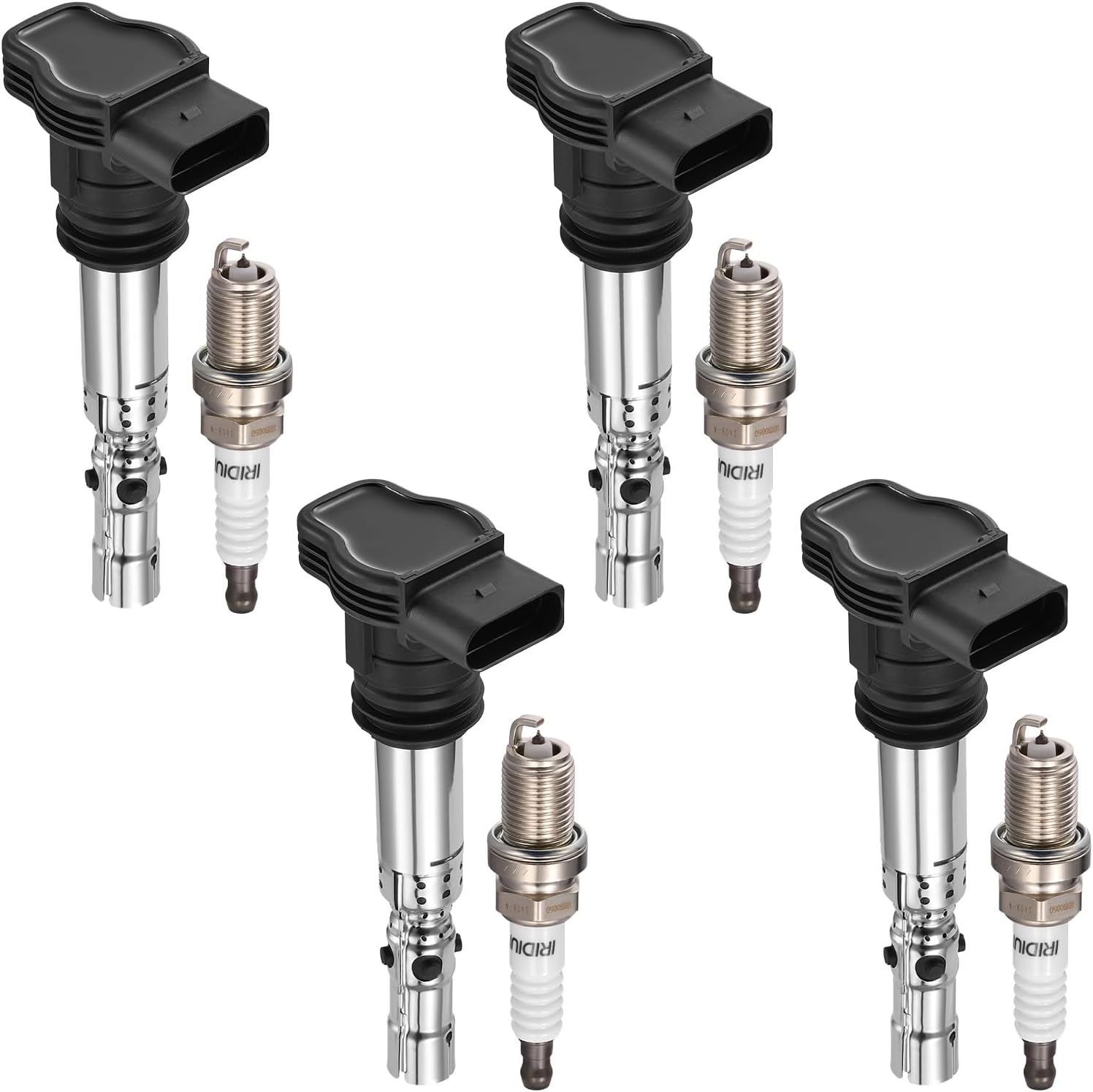 Asign 4 Ignition Coil UF411 and 4 Iridium Spark Plug 6458 For 2001-2006 Audi A4 A6 Allroad TT; 1.8L 2.7L L4 V6