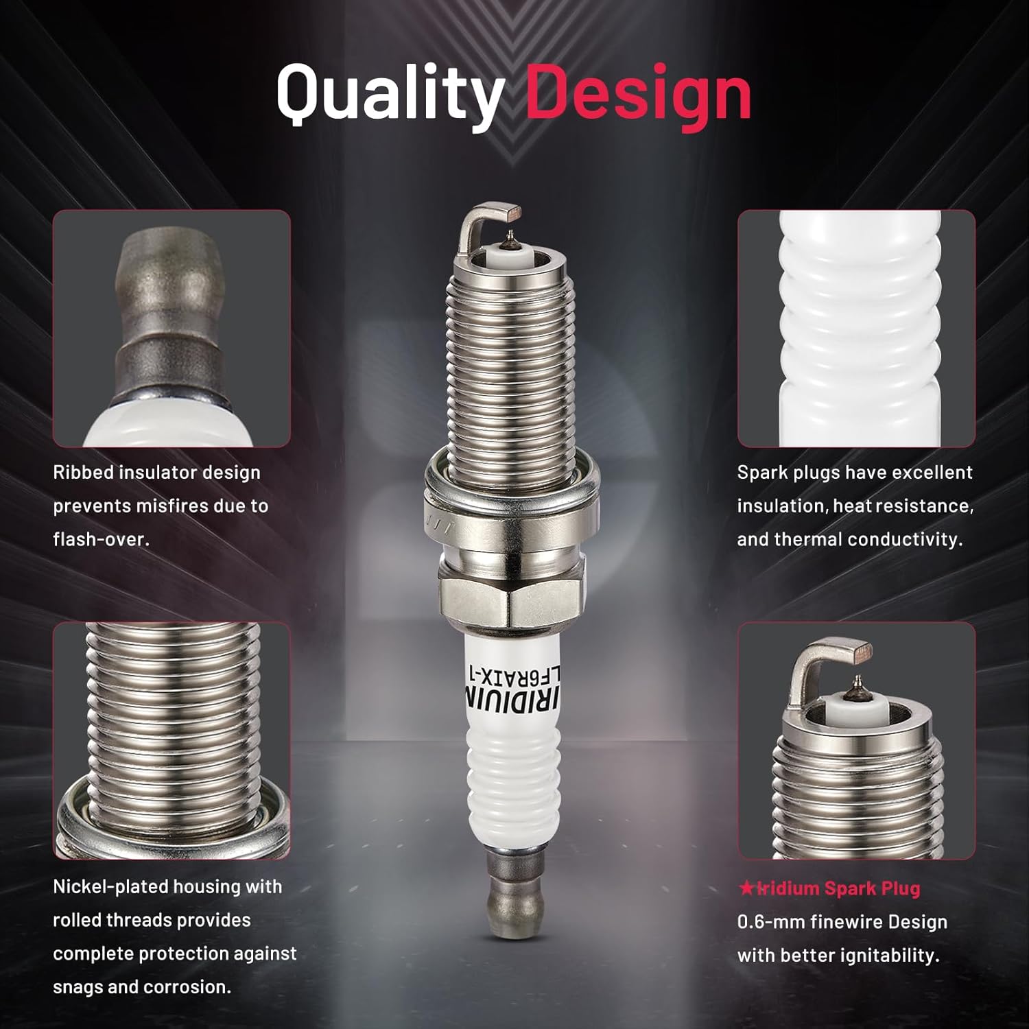 Asign 6PCS Iridium Spark Plugs LFR6AIX-11 (6619) for 2006-2013 BMW 128i, 325i, 328i, 330i, 525i, 528i, 530i, X3, X5, Z4