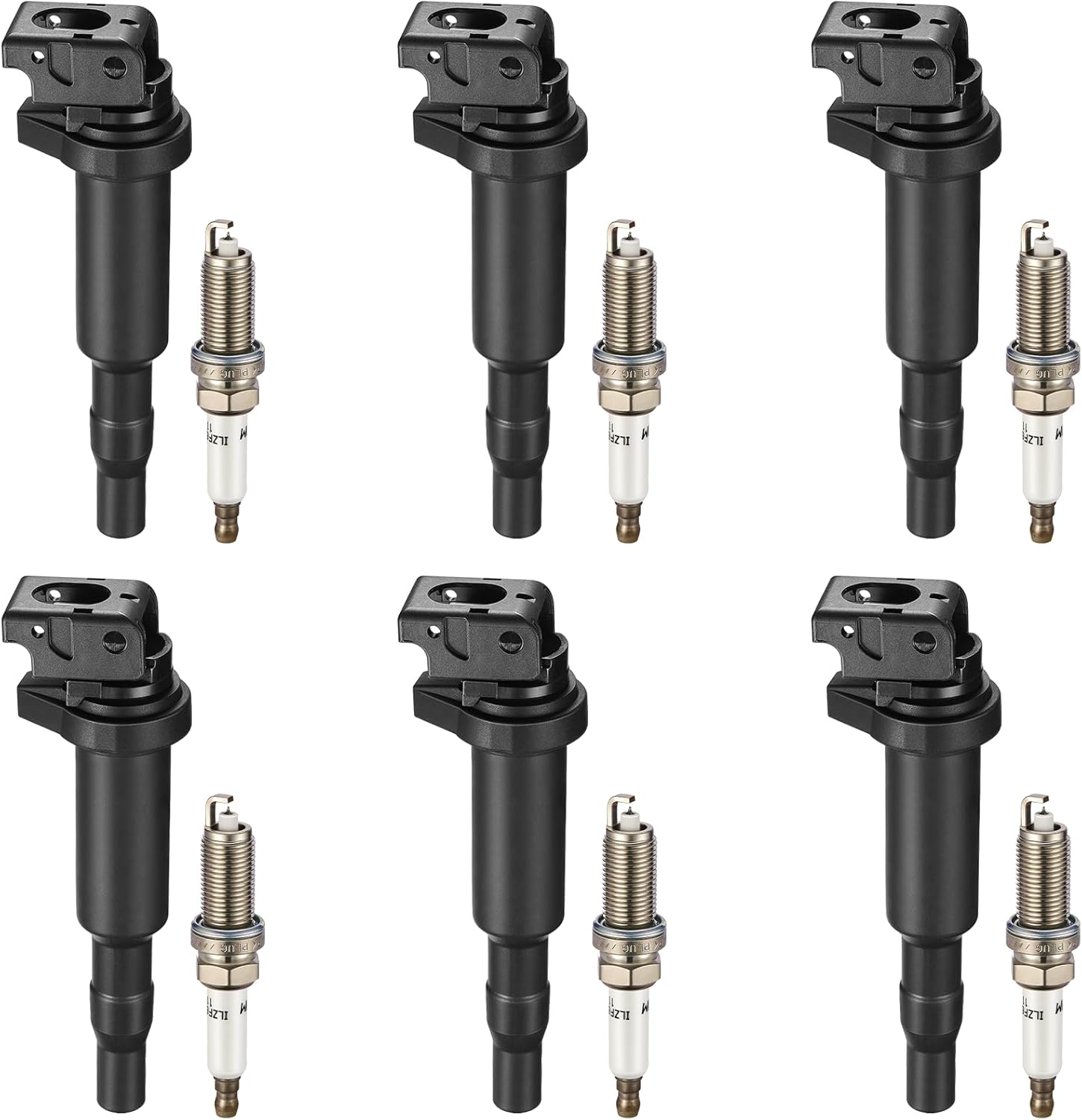 Asign 6PCS Ignition Coil Pack UF592 and 6PCS Double Iridium Spark Plug Compatible with BMW 128i, 325i, 328i, 525i, 528i, 530i, X3, X5, Z4 (2006-2011), Replaces# 12137594937, 12120032137