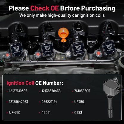 Asign 6PCS Ignition Coil Pack UF750 Compatible with BMW 230i, 330i, 340i, 530i, 540i, 740i, 840i, X1, X3, X5, X7 (2017-2023), Replaces# 12137619385, 12138678438