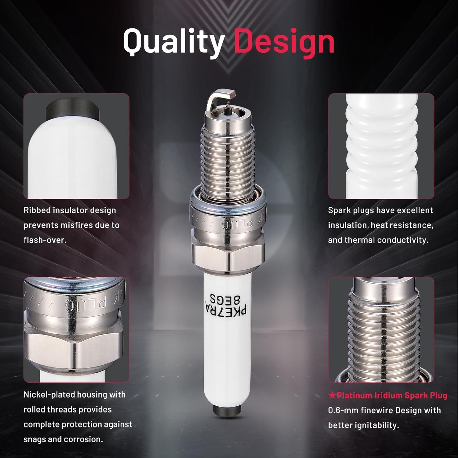Asign 4PCS Platinum Iridium Spark Plugs 95463 for 2016-2018 Audi A3 Sportback e-tron