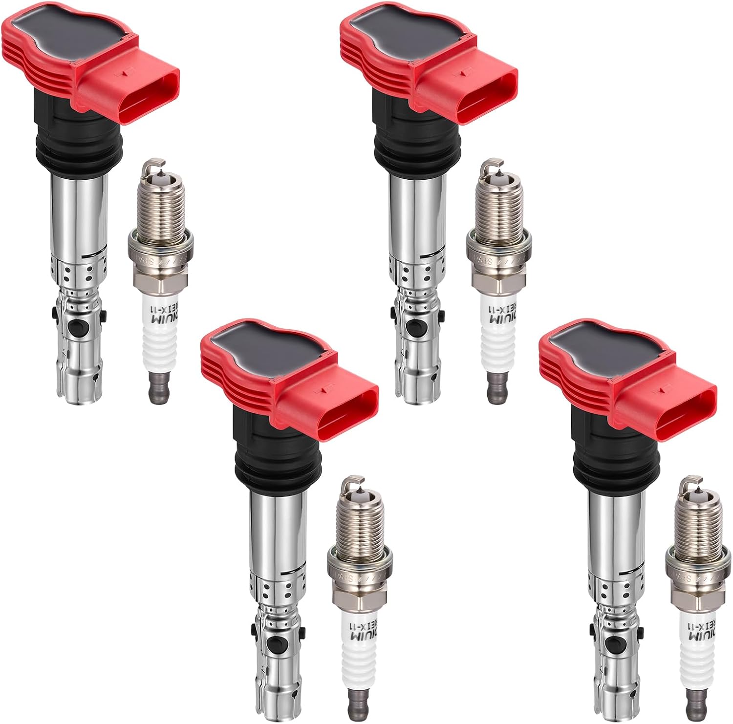 Asign Set of 4 Ignition Coils UF483 & 4 Iridium Spark Plugs 7092 - Compatible with Audi A4 & A6 3.0L (2002-2006)