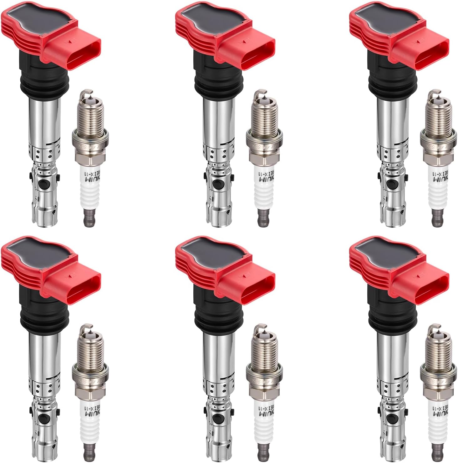 Asign Set of 6 Ignition Coils UF483 & 6 Iridium Spark Plugs 7092 - Compatible with Audi A4 & A6 3.0L (2002-2006)