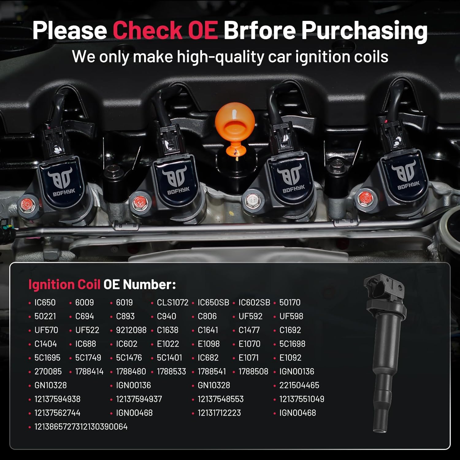 Asign 6PCS Ignition Coil Pack 12137594937 for BMW 1991-2016 (328i 335i 525i 528i 740i X3 X5 X6 Z4 M3 M5 M6)