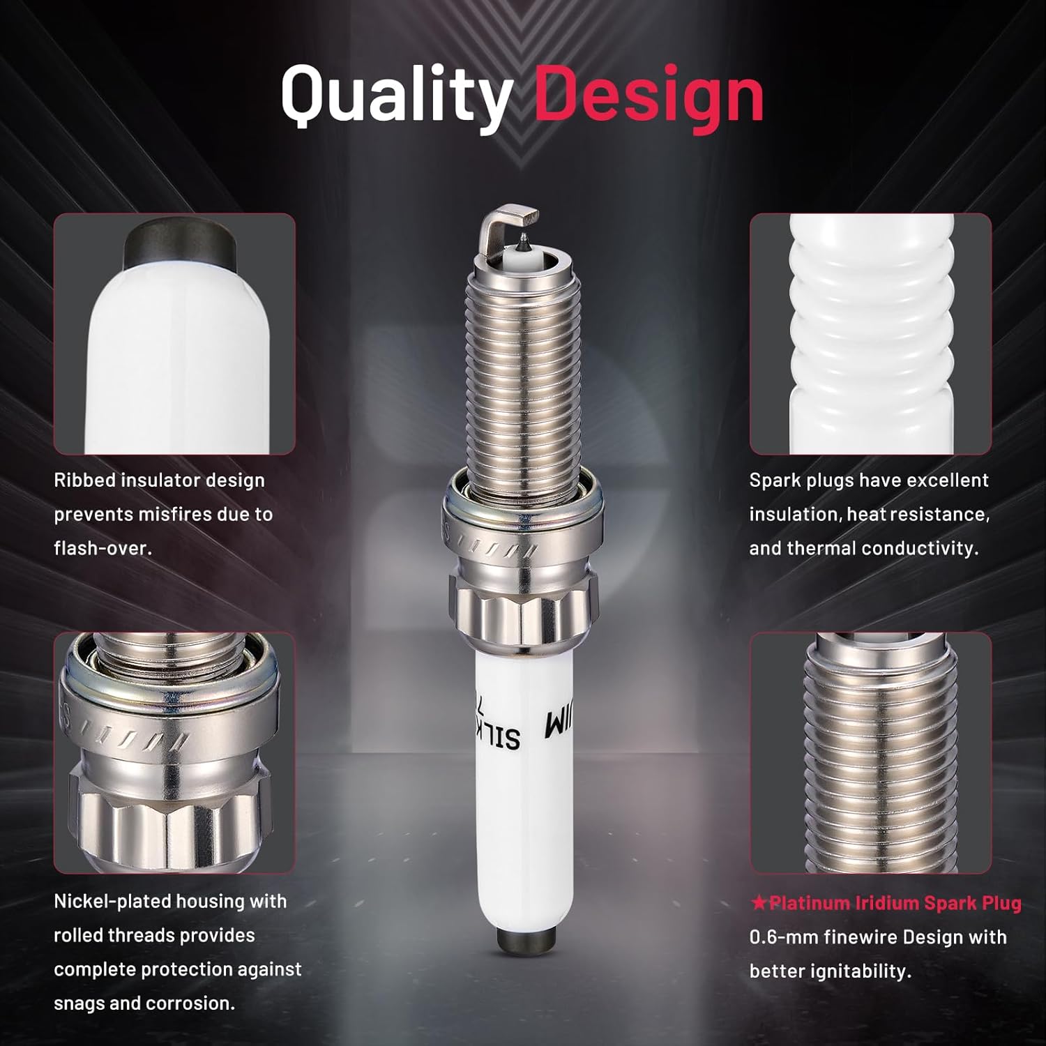 Asign 4PCS Platinum Iridium Spark Plugs 93560 Compatible with Audi 2.9L/3.0L V6 Models: A6, A7, A8, Q7, Q8, S4, S5, S6, S7, SQ5 & RS5 (2018-2023)