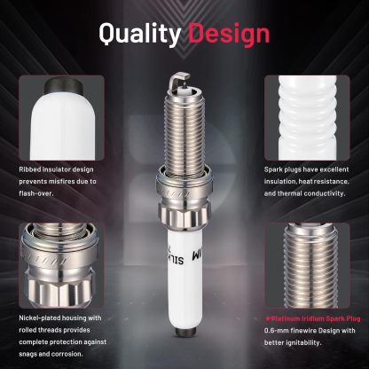 Asign 4PCS Platinum Iridium Spark Plugs 93560 Compatible with Audi 2.9L/3.0L V6 Models: A6, A7, A8, Q7, Q8, S4, S5, S6, S7, SQ5 & RS5 (2018-2023)