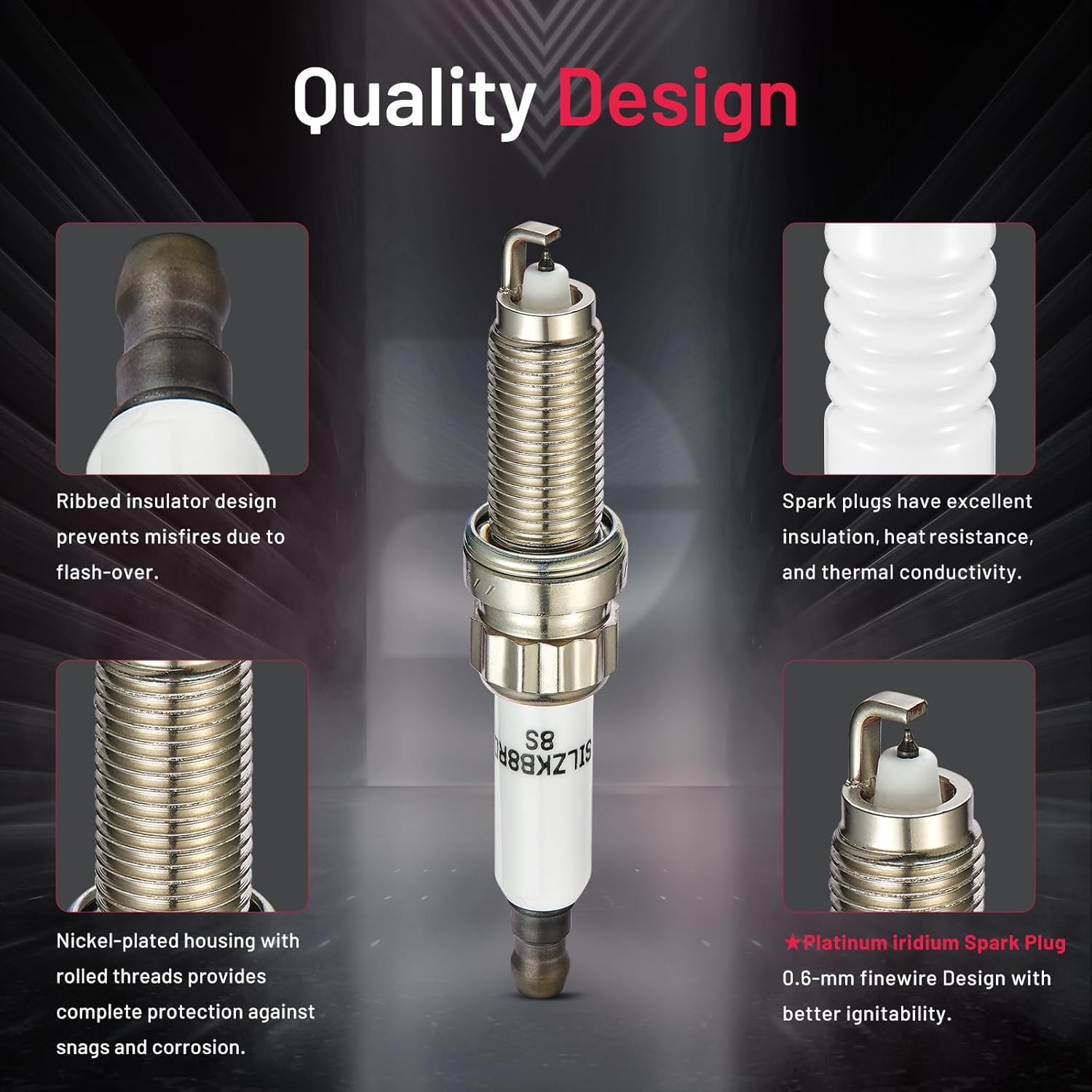 Asign 6PCS Iridium Spark Plugs 97506 Compatible with BMW 135i, 335i, 435i, 535i, 640i, 740i, X3, X5, X6 (3.0L L6), Replaces# 12120039664, SILZKBR8D8S