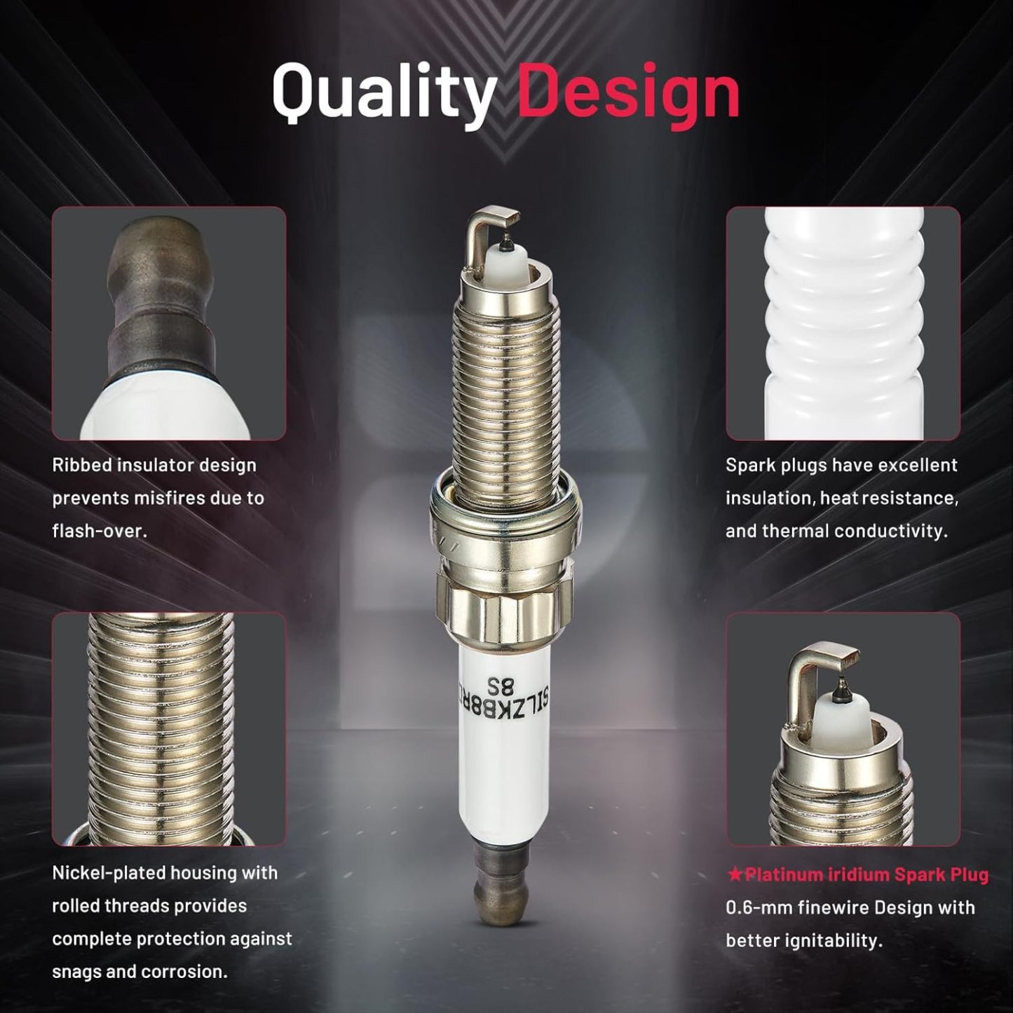Asign 6PCS Iridium Spark Plugs 97506 Compatible with BMW 135i, 335i, 435i, 535i, 640i, 740i, X3, X5, X6 (3.0L L6), Replaces# 12120039664, SILZKBR8D8S