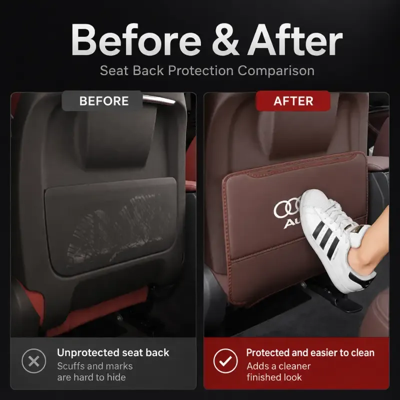 Asign Seat Back Storage Organizer Half-Cover for Audi Vehicles – Leather-Like Rear Seat Pocket