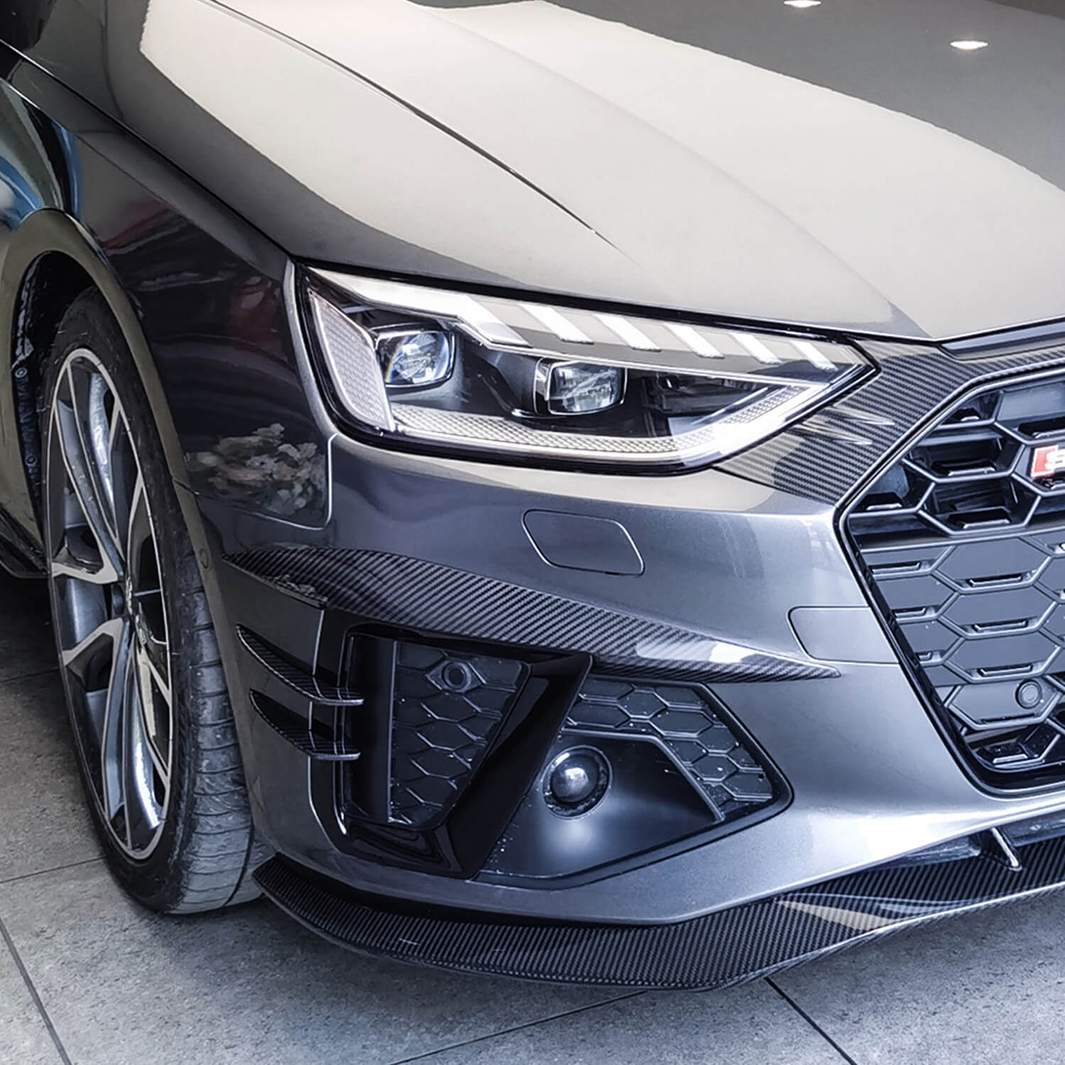 Asign Real Carbon Fiber Front Splitter Canard For 2020-2024 B9.5 Audi A4/S4