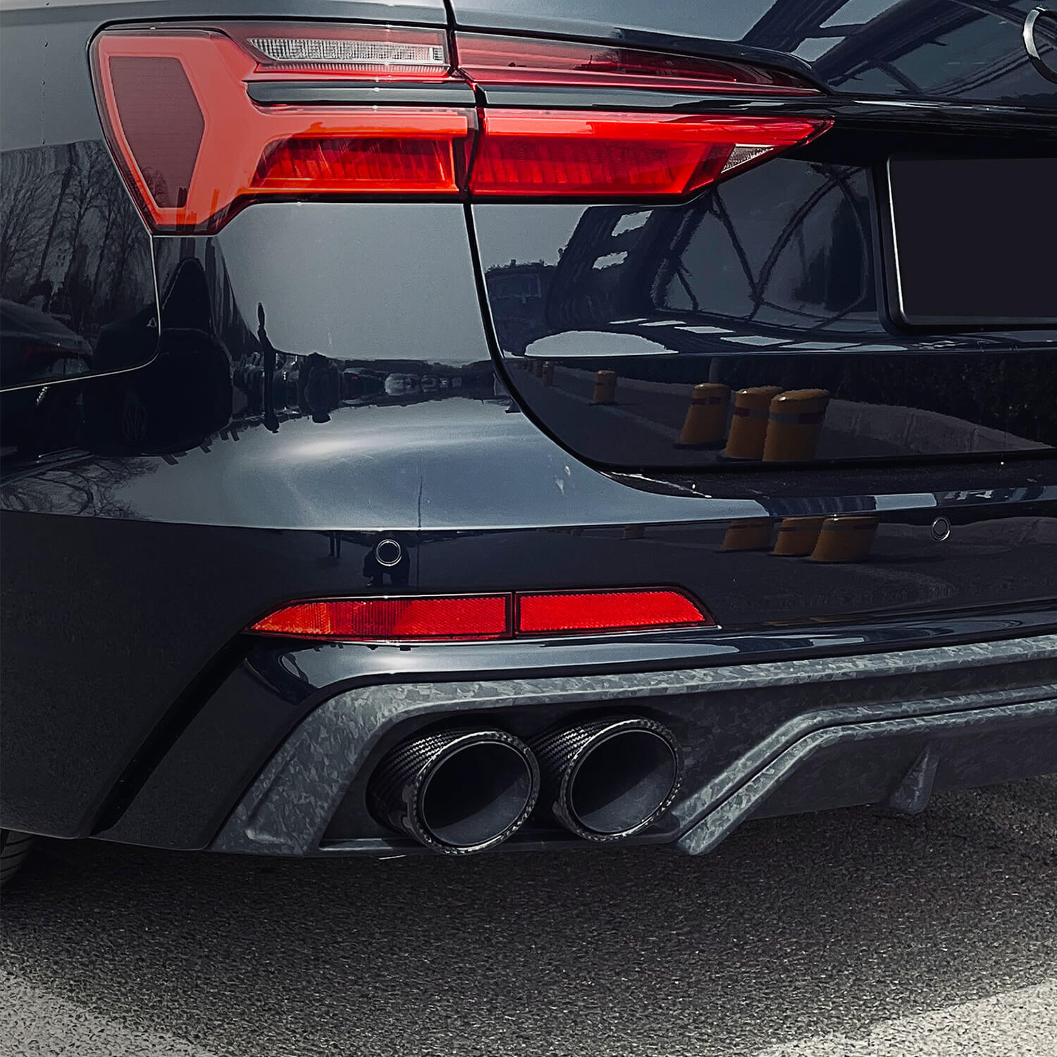 Asign Real Carbon Fiber Exhaust Tips For C8 2019-2023 Audi A6