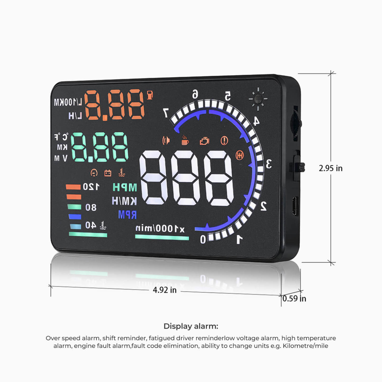 Asigncar A8 Heads-Up Display (HUD) OBD2 for Audi Car
