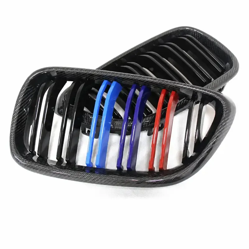 Asign BMW Double-Slat Replacement Kidney Grille Pair — Gloss Black or Real Carbon Fiber