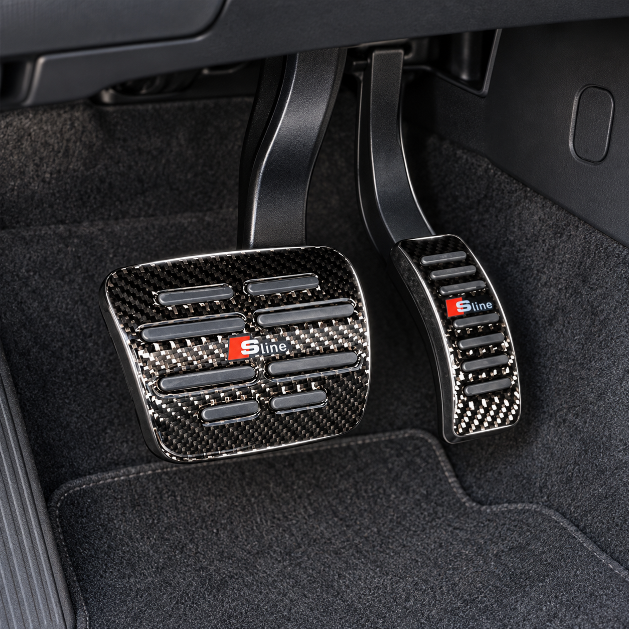 Asign Carbon Fiber Gas & Brake Pedal Covers for Audi A3/A4/A5/A6/Q2/Q3/Q5/TT — 2-Piece No-Drill Set