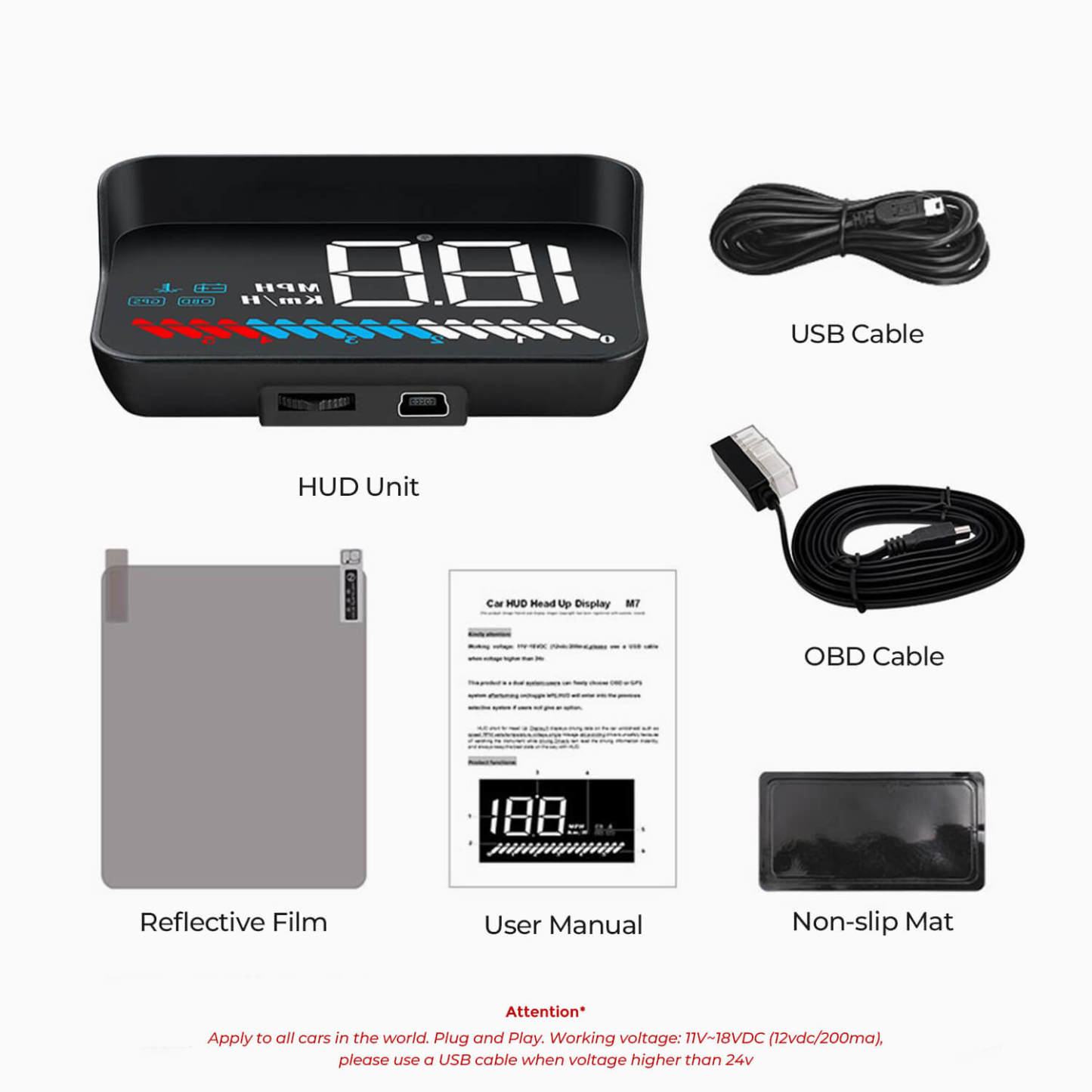 Asigncar M7 Dual-System HUD with OBD2+GPS for Audi Car
