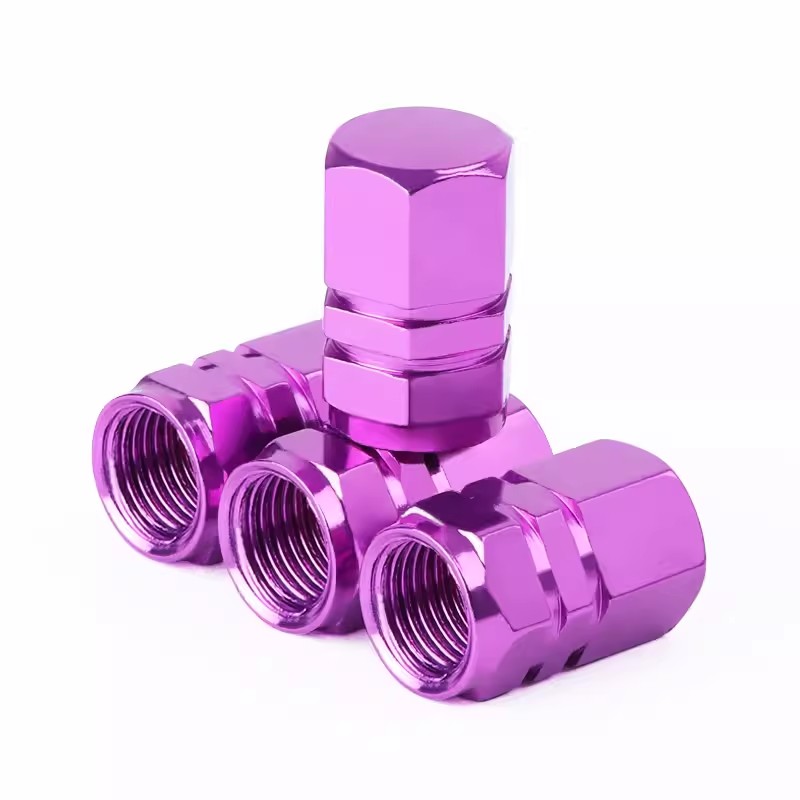 Asign Aluminum Valve Stem Caps For Universal Use Metallic Purple