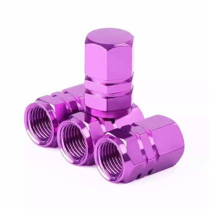 Asign Aluminum Valve Stem Caps For Universal Use Metallic Purple