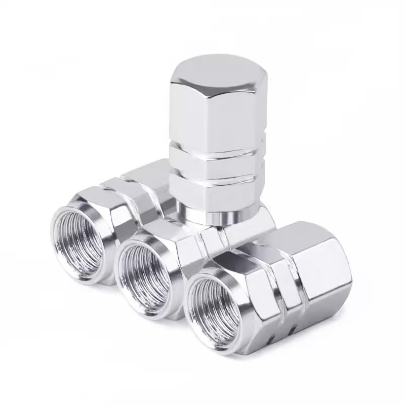 Asign Aluminum Valve Stem Caps For Universal Use Mirror silver