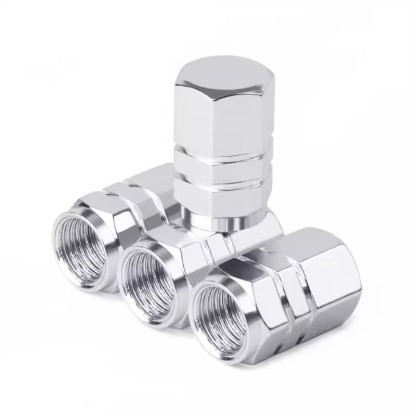 Asign Aluminum Valve Stem Caps For Universal Use Mirror silver