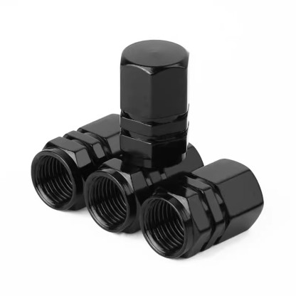Asign Aluminum Valve Stem Caps For Universal Use Glossy Black