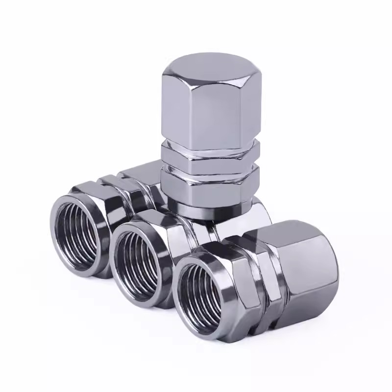 Asign Aluminum Valve Stem Caps For Universal Use Chrome silver