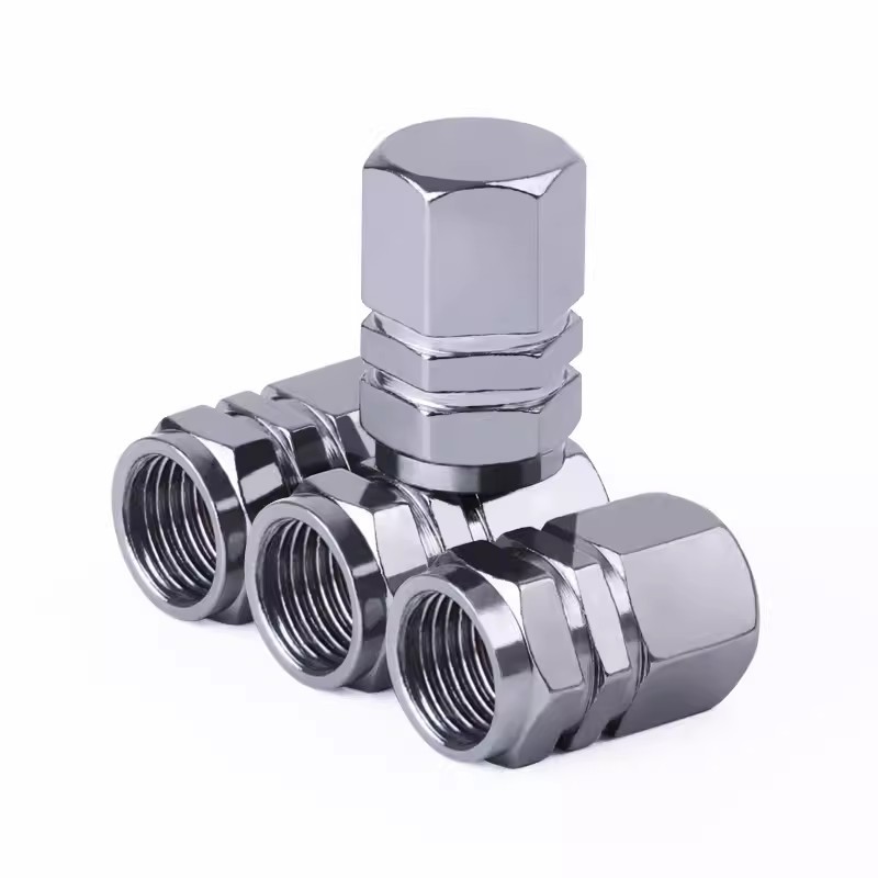 Asign Aluminum Valve Stem Caps For Universal Use Chrome silver