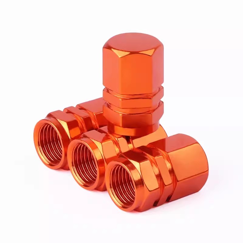 Asign Aluminum Valve Stem Caps For Universal Use Anodized Orange