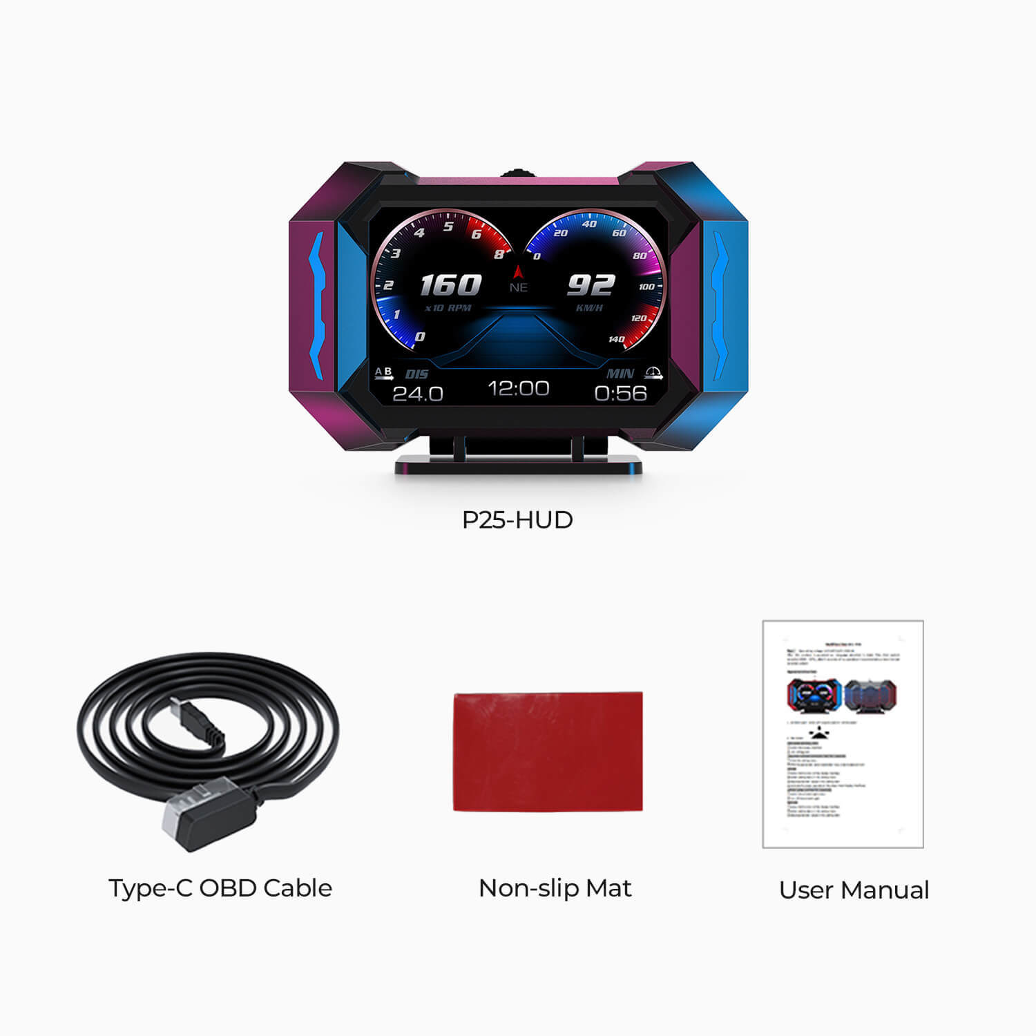 Asigncar P25 Smart HUD with OBD2+GPS, G-Meter & Inclinometer For All Car
