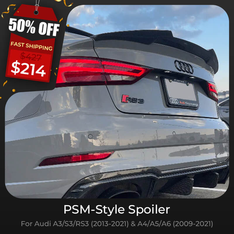 Asign PSM-Style Carbon Fiber Rear Spoiler for 2013-2021 Audi A3/S3/RS3 & 2009-2021 A4/A5/A6