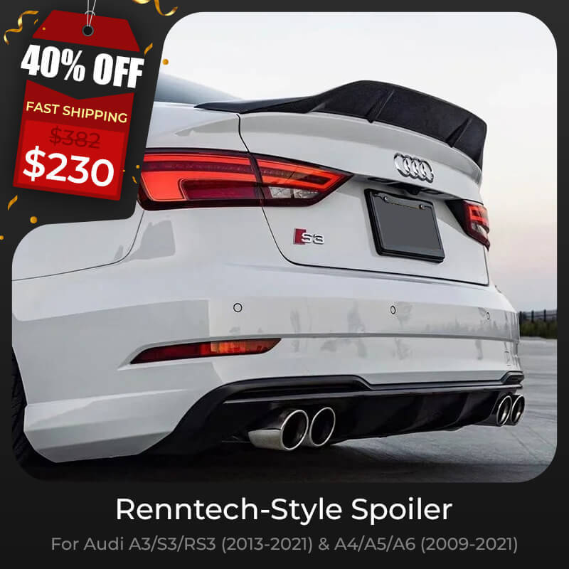 Asign Renntech-Style Carbon Fiber Rear Spoiler for 2013-2021 Audi A3/S3/RS3 & 2009-2021 A4/A5/A6